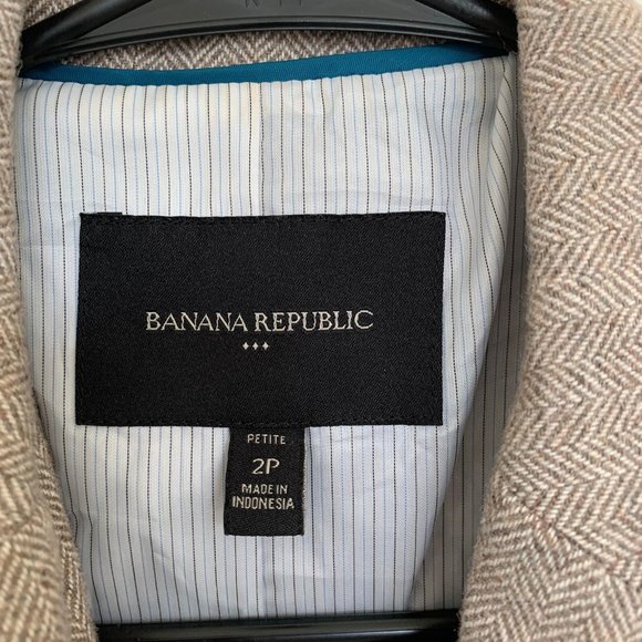 Banana Republic Womens Brown Tweed Wool Blazer 2P - Picture 3 of 4